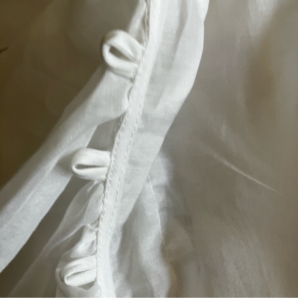 NWT Boston Proper white cotton/silk ruffle blouse w/back lace tie - Picture 8 of 13